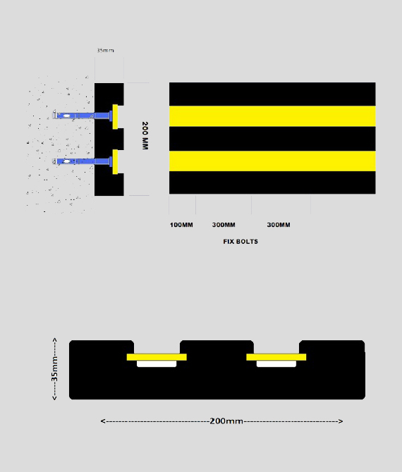 Double Yellow Strip Rubber Wall Guard